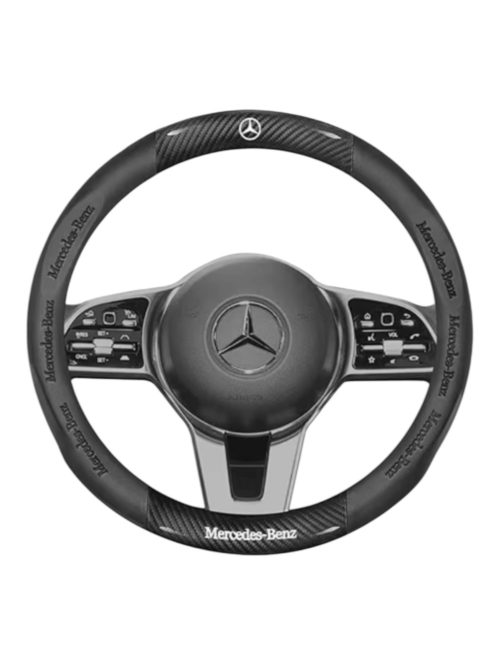 Mercedes-Benz Steering Wheel Cover Leather benCarbon Fiber Standard Fit NWT